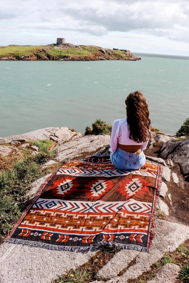 

Ethnic Style Cloth Art Pure Cotton Cover Blanket Leisure Carpet Decoration Sofa Blanket Sofa Towel Cushion