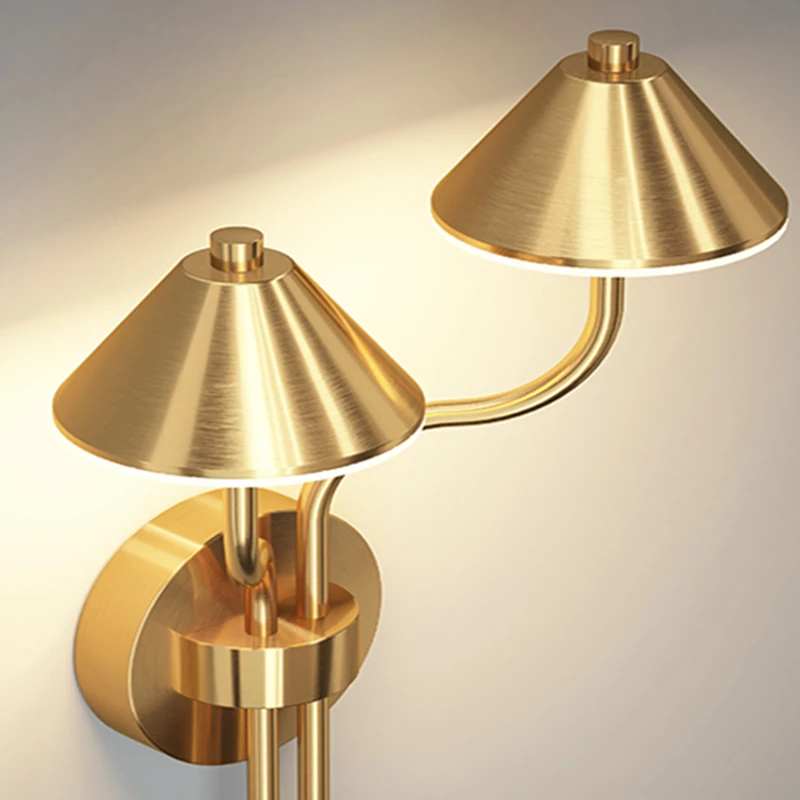 

Modern Luxury Gold Wall Lamp Mushroom Umbrella Creative Sconce Living Room TV Background Wall Bedroom Lamp Aisle Metal Wall Lamp