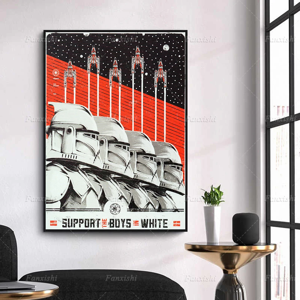 

Star Wars Propaganda Artwork ''Support The Boys In White'' Canvas Paintings Wall Art Prints Vintage Pop Poster Living Room Decor