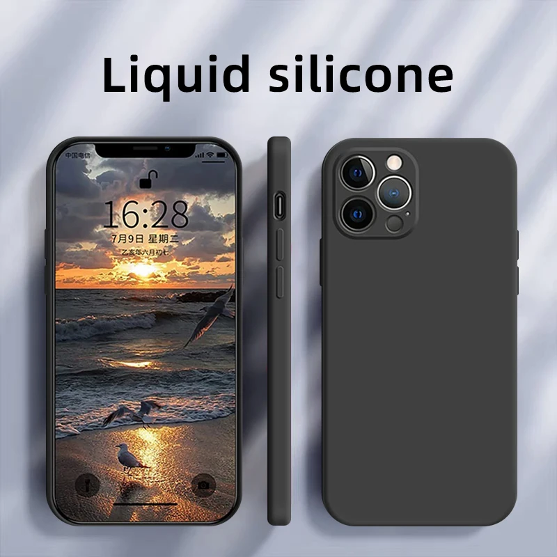 

YTD Luxury Square Liquid Silicone Phone Case For iPhone 12 11 Pro Max Mini XS XR X 8 7 Plus SE 2020 Soft Thin Back Cover funda
