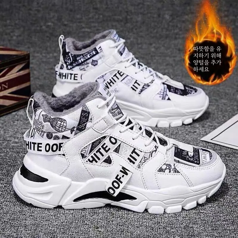 Мужская обувь зимняя модная новинка 2024 молодежные высокие нескользящие