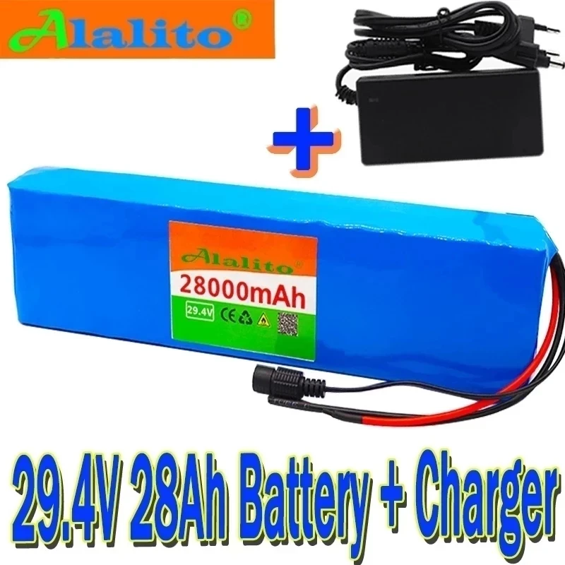 

7S4P 24V 28Ah 29.4V for Lithium-ion Battery Pack Built-in BMS Electric Bike Unicycle Scooter Wheelchair Motor + Charger