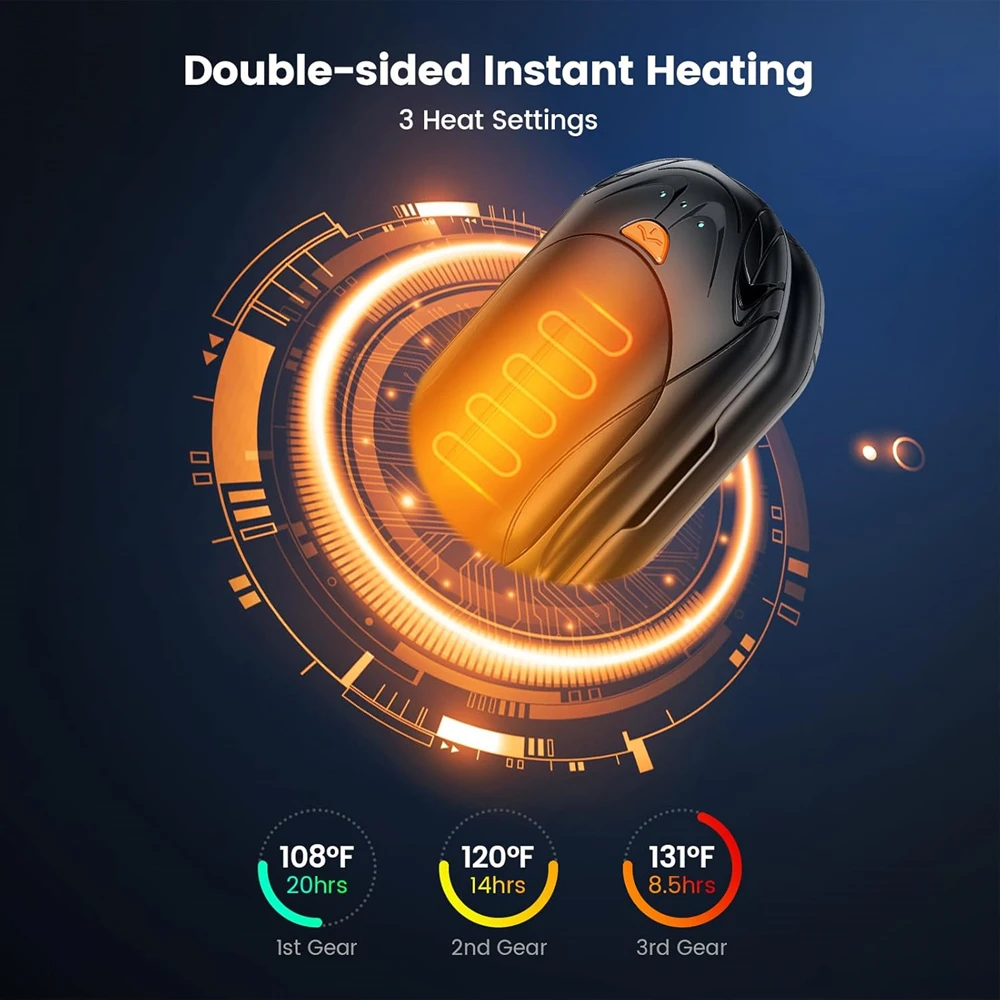 New 2 in 1 Magnetic Hand Warmers Rechargeable 6000mAh Electric Smart Chips 20Hrs Long Safe Heat Pocket Heater Gifts