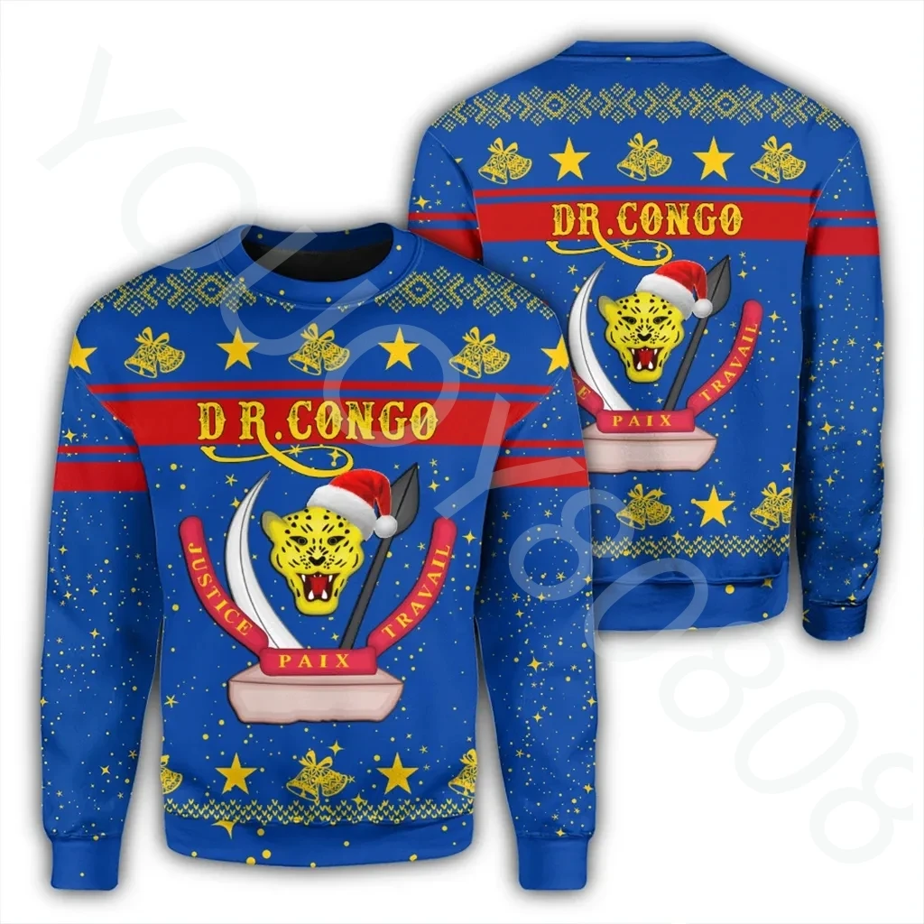 DR Congo Sweatshirt Christmas Style African Region Sweater Print Sweatshirt Street Men Sweater Sweatshirt