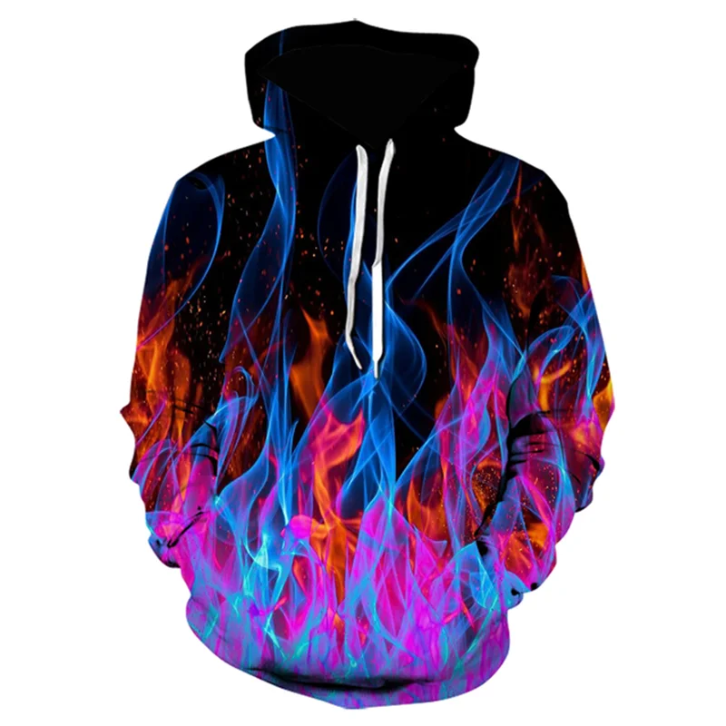 

Autumn Winter New Colorful Flame Printing Hoodie 3D Sweatshirt Men/Women Hooded Coat Men's Clothing funny Jacket Hoodies Tops