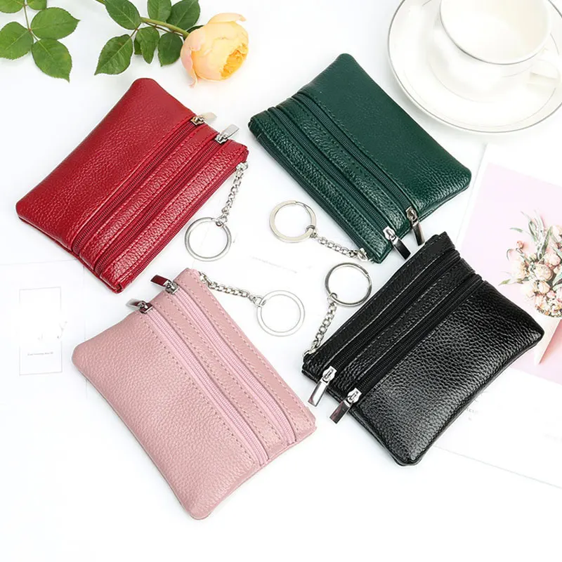 

Fashion Leather Women Wallet Clutch Lychee Pattern Two Zip Female Short Small Coin Purse Brand Soft Men Mini Card Cash Holder