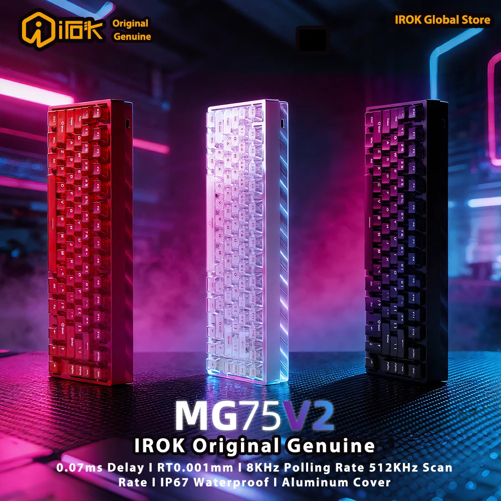 Фото Механическая игровая клавиатура IROK MG75 V2 MG75 Pro MG75V2 MG75 MAX из алюминия с магнитными переключателями, быстрым откликом 0.07 мс, точностью 0.001 мм, для геймеров №1