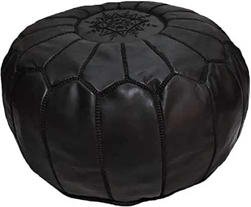 

Premium Moroccan Leather Ottoman Pouf Cover, Ottoman Footstool Hassock 100% Real Natural Leather pouffe, Home Gifts, Wedding Gif