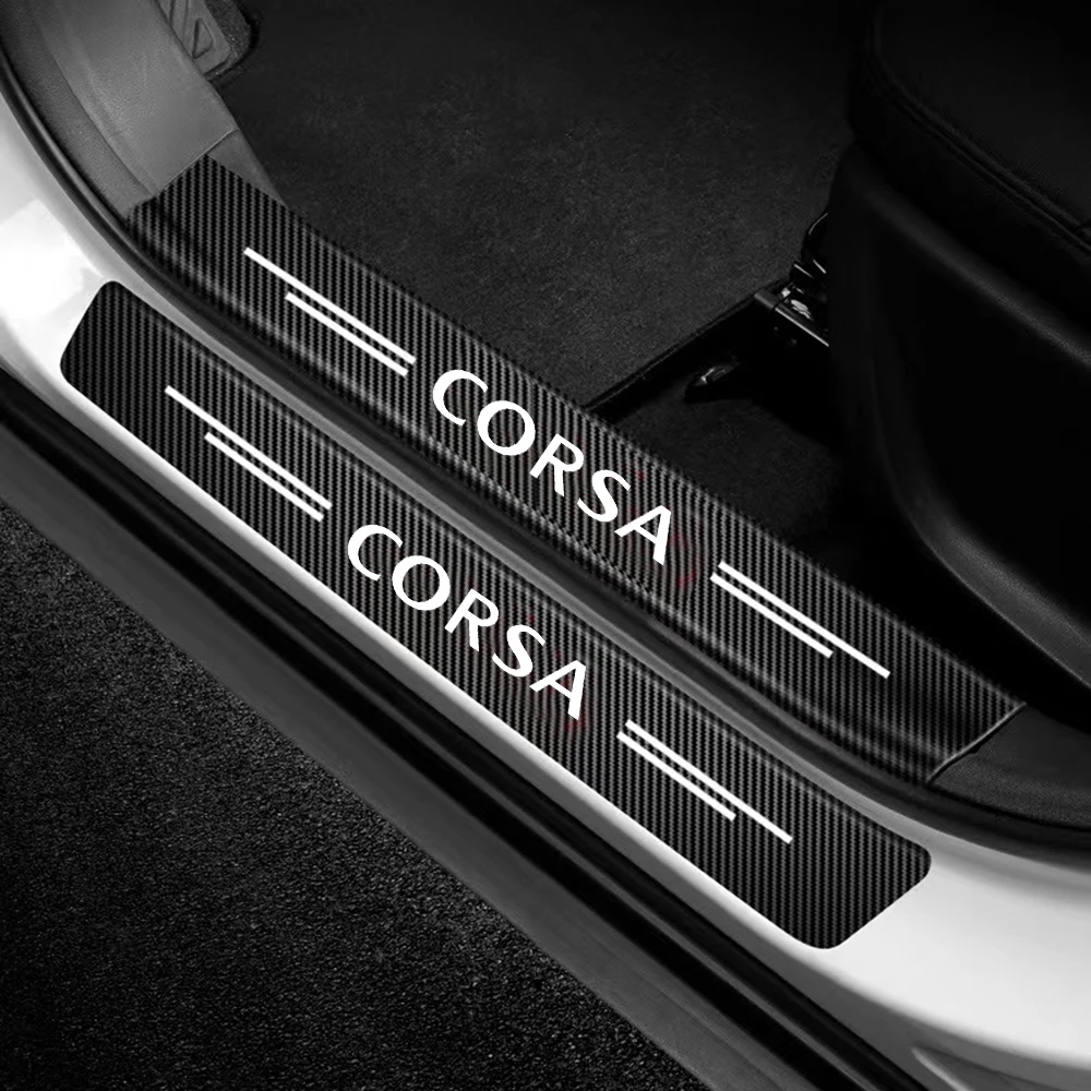 

Car Door Sill Carbon Fiber Sticker Threshold Side Anti Scratch Tape Waterproof Decal for Opel Corsa C D Logo Accessories