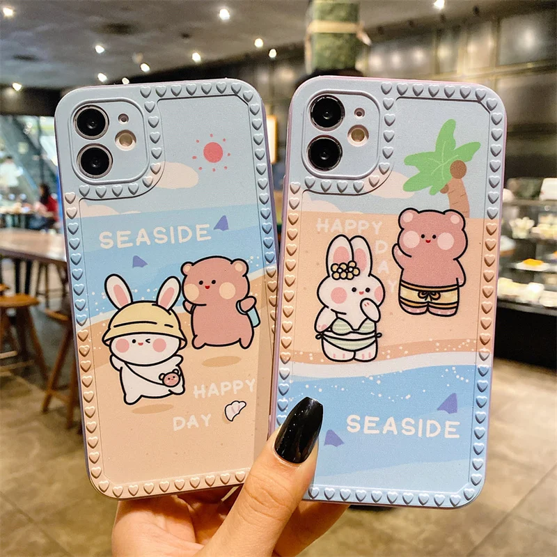 

Cartoon Bear Case For IPhone XR Case For IPhone 11 12 13 Pro Max X XS Max 7 8 6 6S Plus SE 2020 12 13 Mini Lens Protection Cover