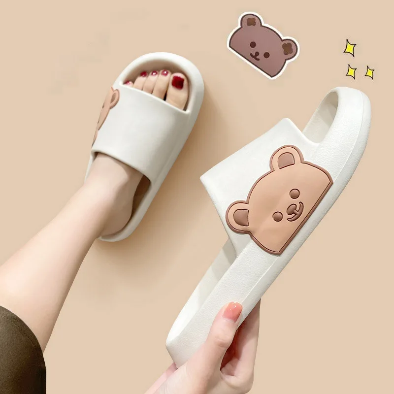 

Сандалии на толстой подошве для взрослых, Нескользящие шлепанцы с мультяшным рисунком, домашняя и Уличная обувь для сна, для мужчин и женщин