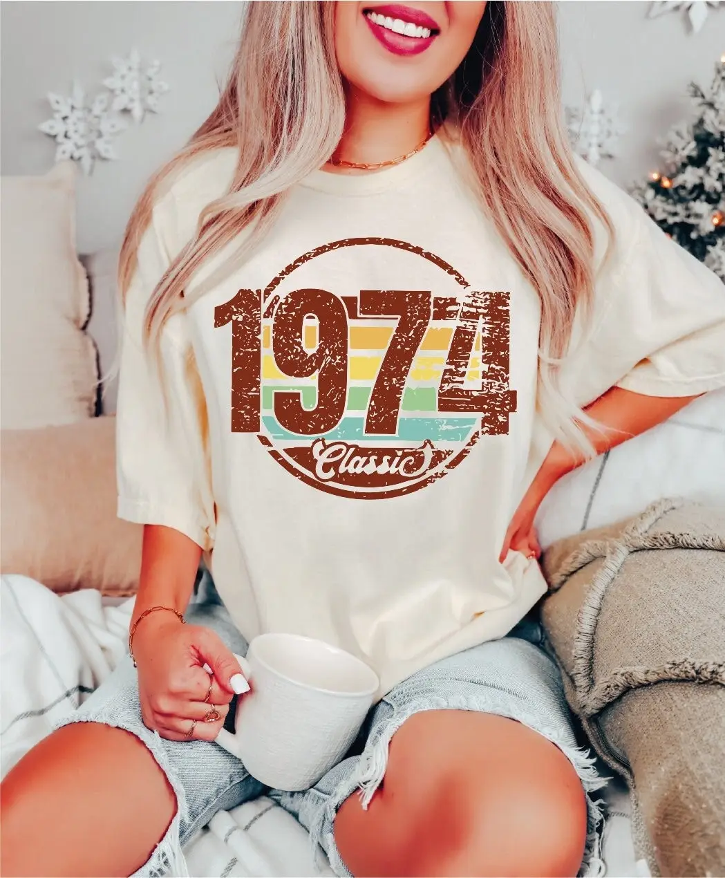 Футболка в стиле ретро 1974 комфортные цвета классическая винтажная вечеринка на