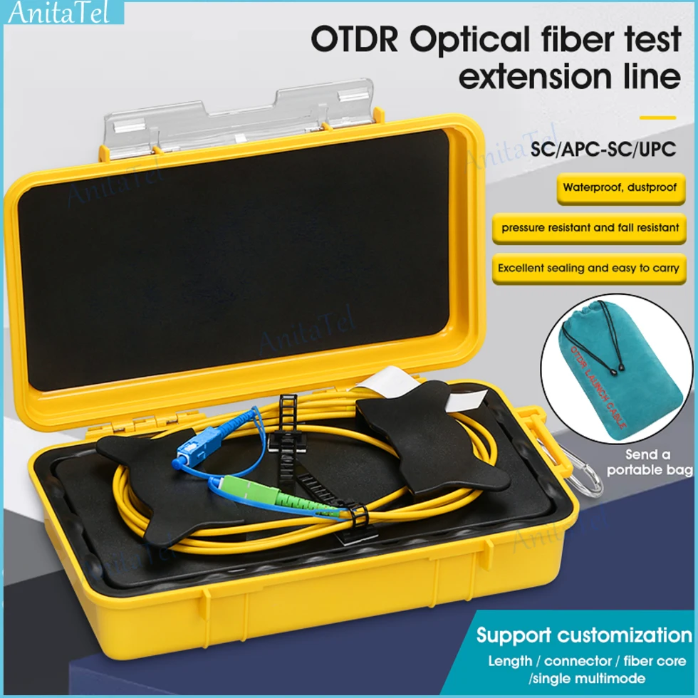 

SC/UPC-SC/APC OTDR Dead Zone Eliminator Fiber Optic OTDR Launch Cable Box Fiber Rings Box 500m/1km/2km SM 1310/1550nm FTTH Tool