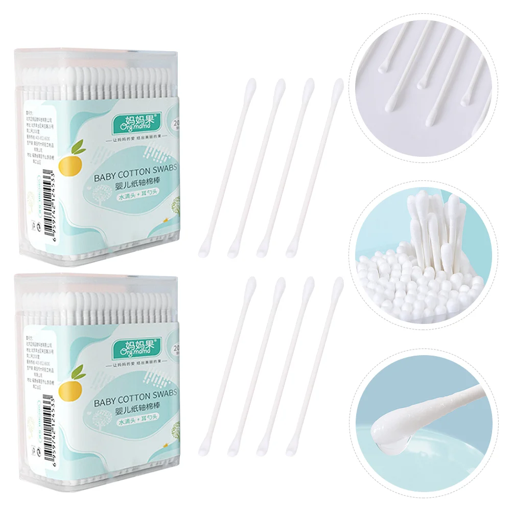 

400pcs Disposable Double-headed Newborn Cotton Buds Cotton Swabs Ear Cleaning Swabs
