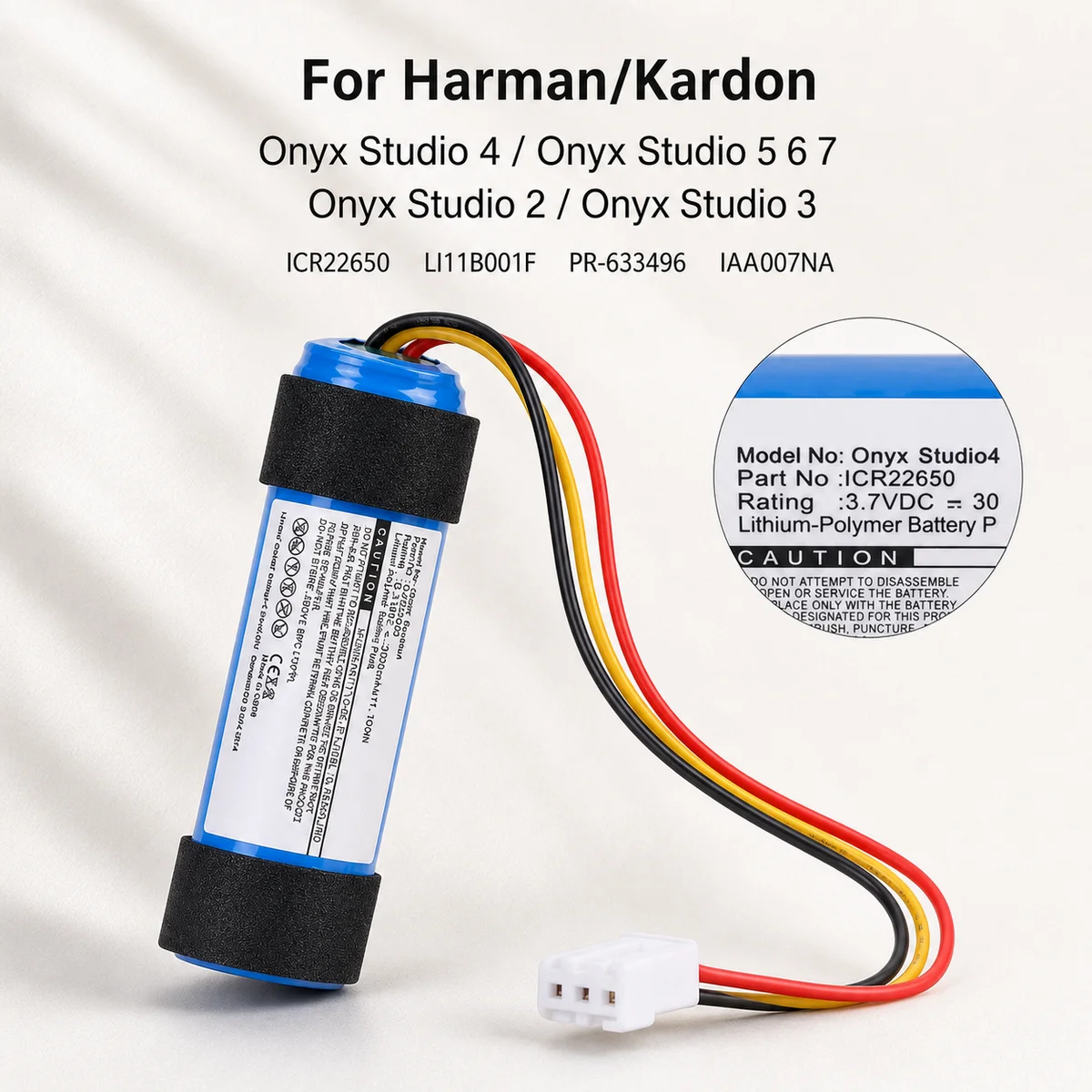 Фото Сменная батарея для динамиков ICR22650 LI11B001F PR-633496 IAA007NA для Harman/Kardon Onyx Studio 2 3 4 5 6 7 №1