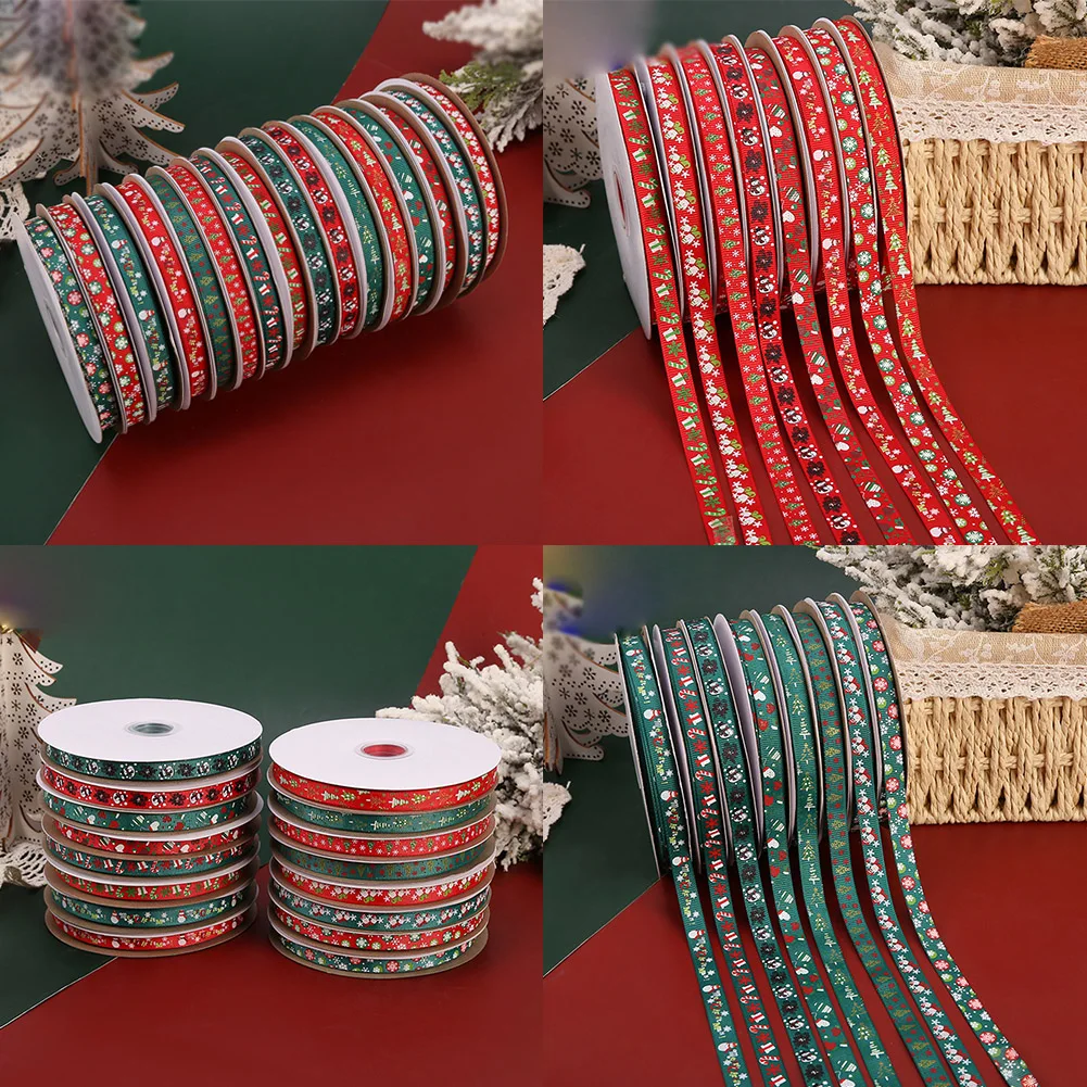 

22m 1roll Christmas Ribbon Printed Christmas Polyester Ribbon For Handmade Design Christmas Decoration Gift Packing