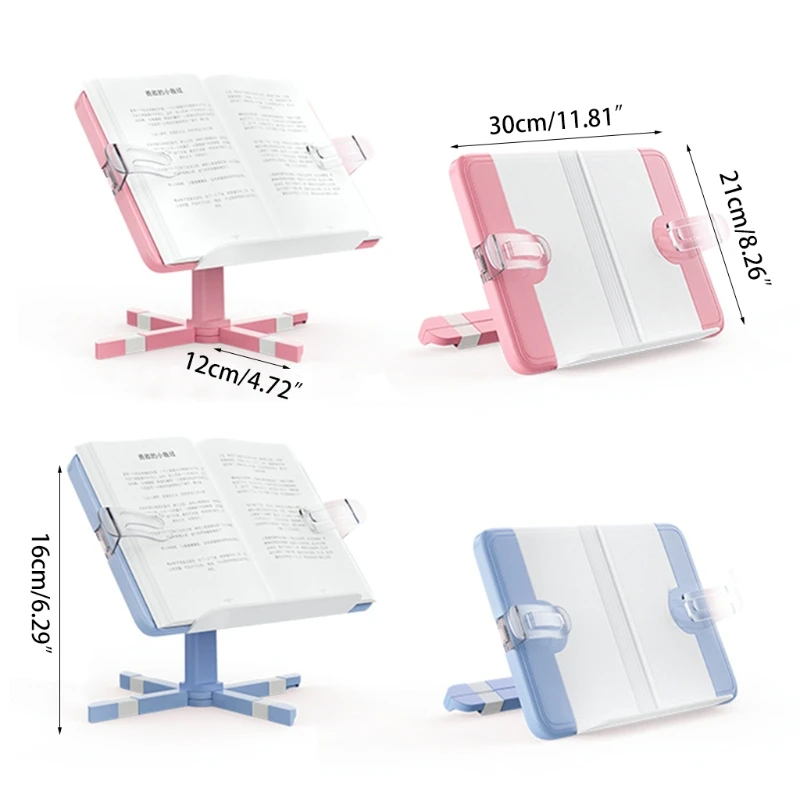 

Hands Free Book Stand Flexible Folding Book Holder Adjustable Height 2 Pcs Fixed Page Clips for Kids Home School