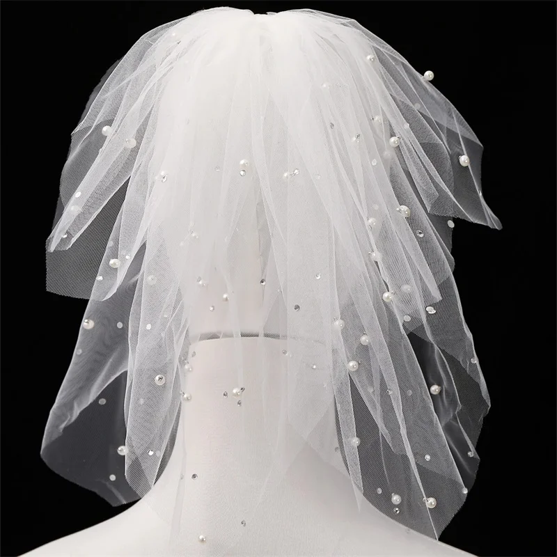 

Manual bead nailing hair comb Simple texture Rhinestone & Faux Pearl Decor Bridal Veil Dress photo accessories Wedding veil bri