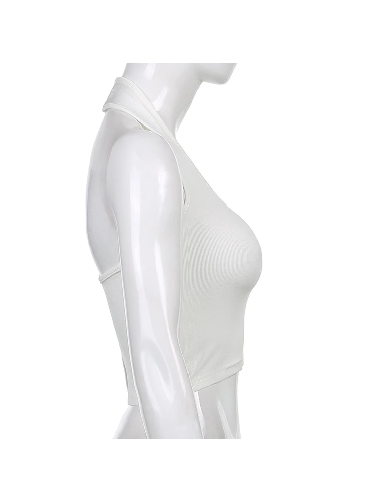 Женский однотонный топ с лямкой на шее открытой спиной |