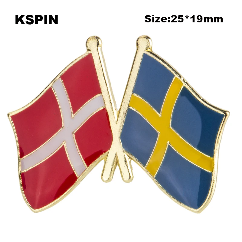 

Denmark & Sweden Friendship Flag Badge Flag Brooch National Flag Lapel Pin International Travel Pins