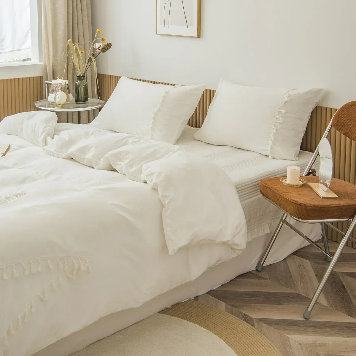 Комплект постельного белья из 3 предметов с пододеяльником и бахромой по краям