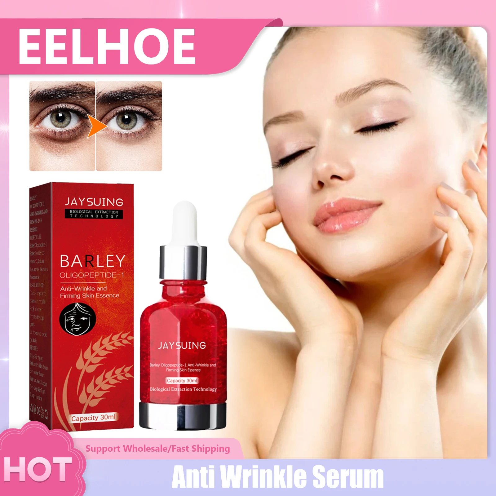 

Anti Wrinkle Face Serum Moisturize Whitening Hyaluronic Acid Nourish Firming Skin Shrink Pores Brighten Facial Care Essence 30ml