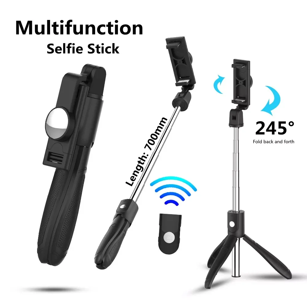 

Roreta 2021 Foldable Tripod Monopod Wireless Bluetooth Selfie Tripod With Mirror remote control For Smartphone