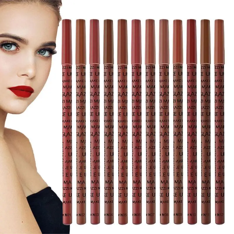 

Lip Liner Pencil Set 12 Assorted Colors Lip Pencil Set High Pigmented Natural Lip Makeup Soft Pencils Matte Smooth Lip Liners