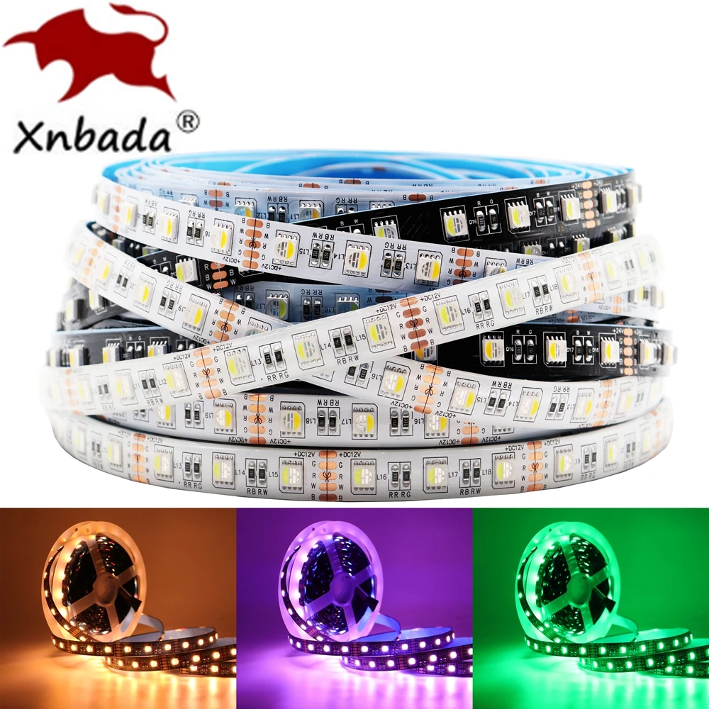 

DC12V/24V SMD5050 RGBW RGBWW LED Strip Lights, 4 Colors in 1 LED Chip,60/84/96LED/M IP30 IP65 IP67 Waterproof Flexible LED Tape