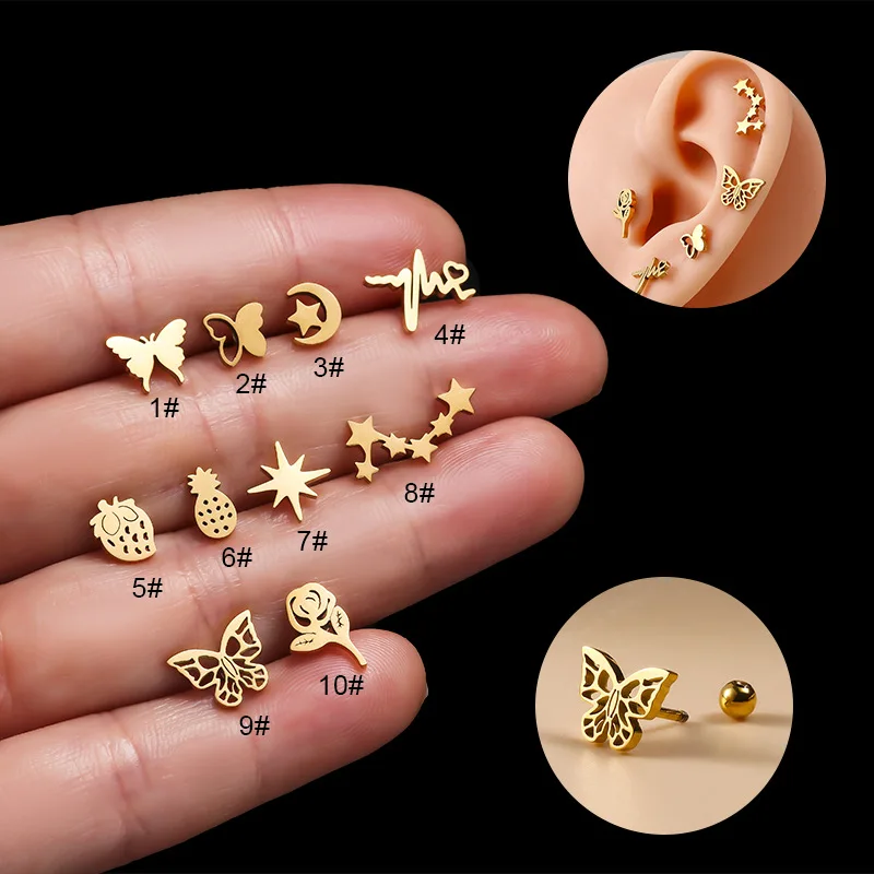 

Серьги-гвоздики из нержавеющей стали, 1 шт., 20 г
