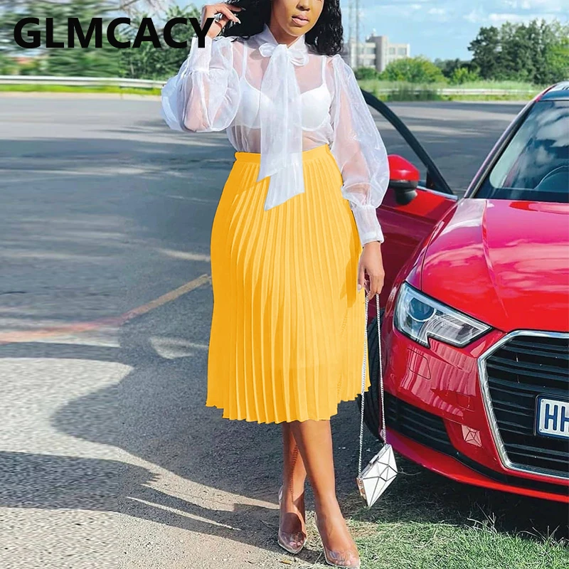 

Женская юбка миди с высокой талией, повседневные шикарные юбки