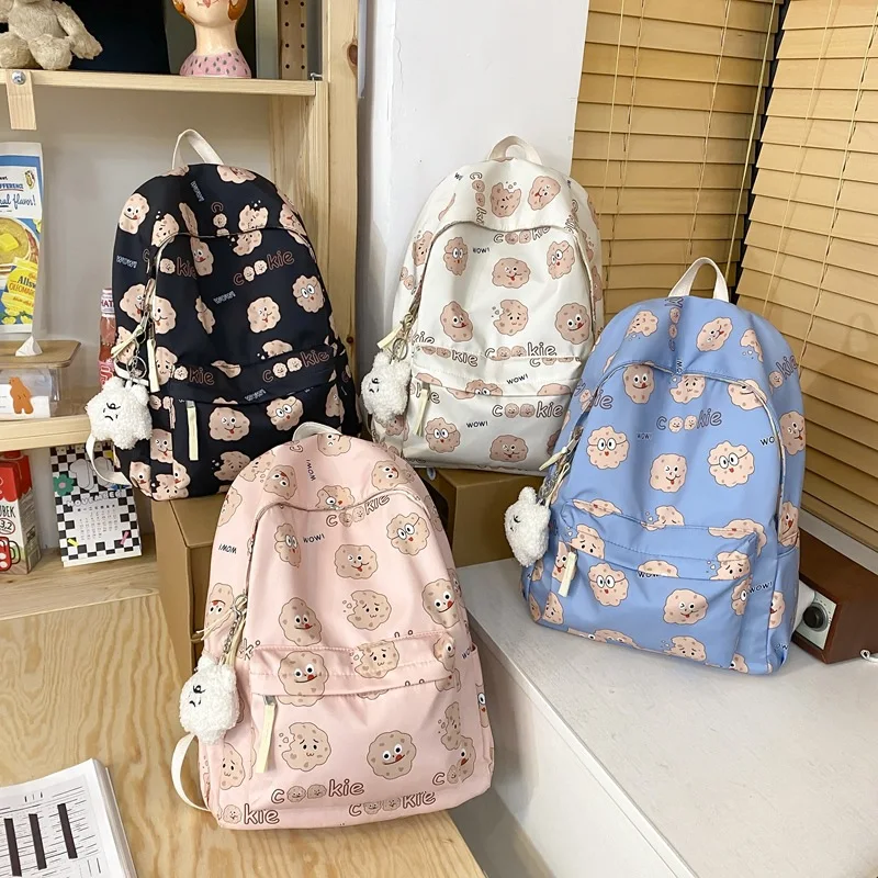 

College style biscuit printing simple student schoolbag 2022 small fresh backpack for junior high school students