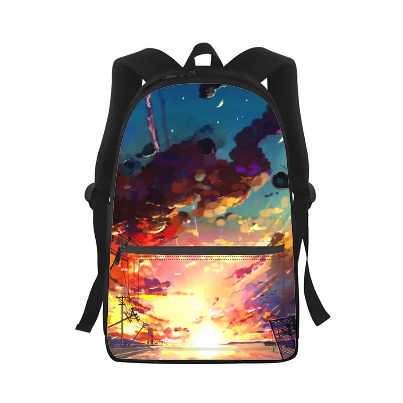 Art Anime Landscape illustration Men Women Backpack 3D Print Fashion Student School Bag Laptop Backpack Kids Travel Shoulder Bag