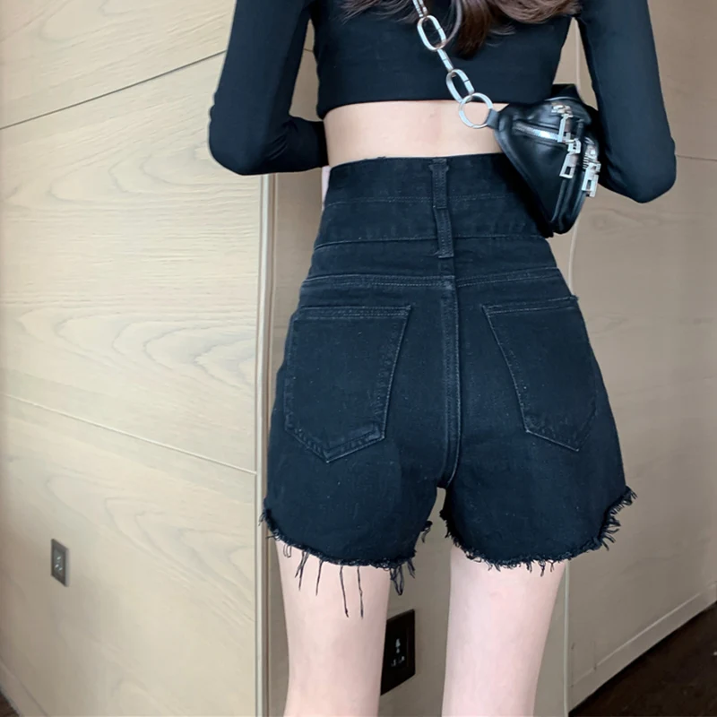 Women 2023 Newest Summer Korean Style Fashion High Waist Shorts Female Patchwork Denim Plus Size Shorts Personality Streetwear