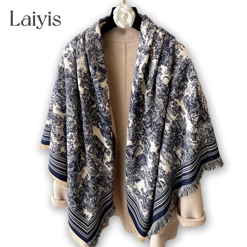 Warm Imitation Cashmere Scarf for Women Luxury Brand Winter Shawl Wraps Thick Blanket Square Tassel Stoles Echarpe Pashmina 2022