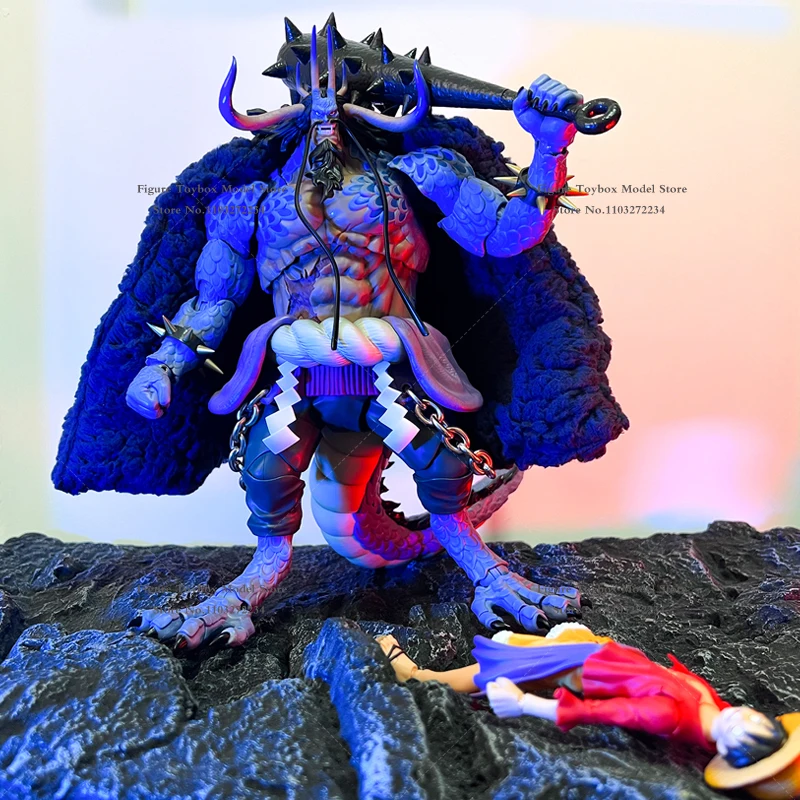 SHF аниме цельный экшн-фигурка украшения Kaidou синий меховой плащ сэр Крокодил 18 см