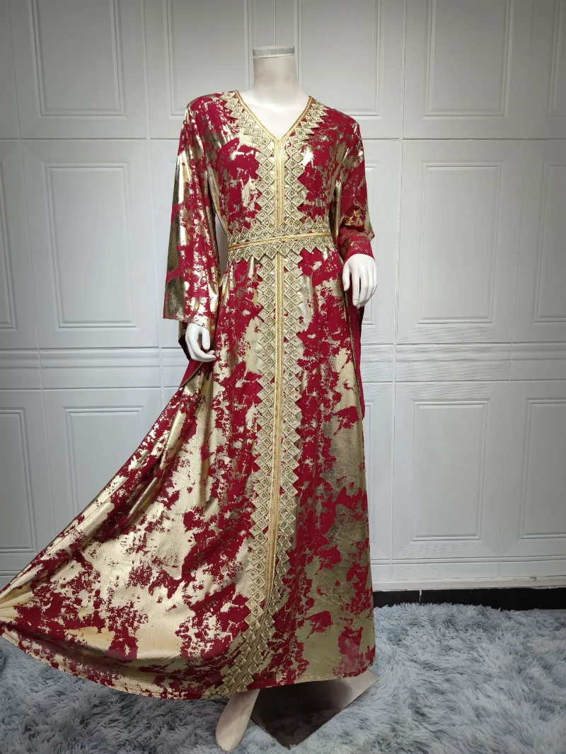 Muslim Kaftan Abaya Dress Women Dubai Abayas Luxury Evening Gown Elegant African Chiffon Maxi Dress Boubou Robe Djellaba Femme