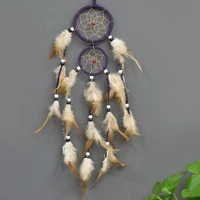 indian handmade colorful dream net catcher double layer feather wall hanging decoration ornament gift wind chimes home decor