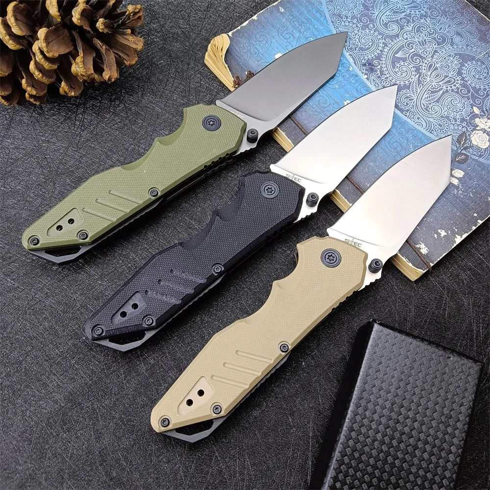 

S-TEC EDC тактический карманный складной нож 8CR14, плоское лезвие для измельчения, лезвие G10, ручка с отверстием для ремешка, охотничьи спортивные ножи