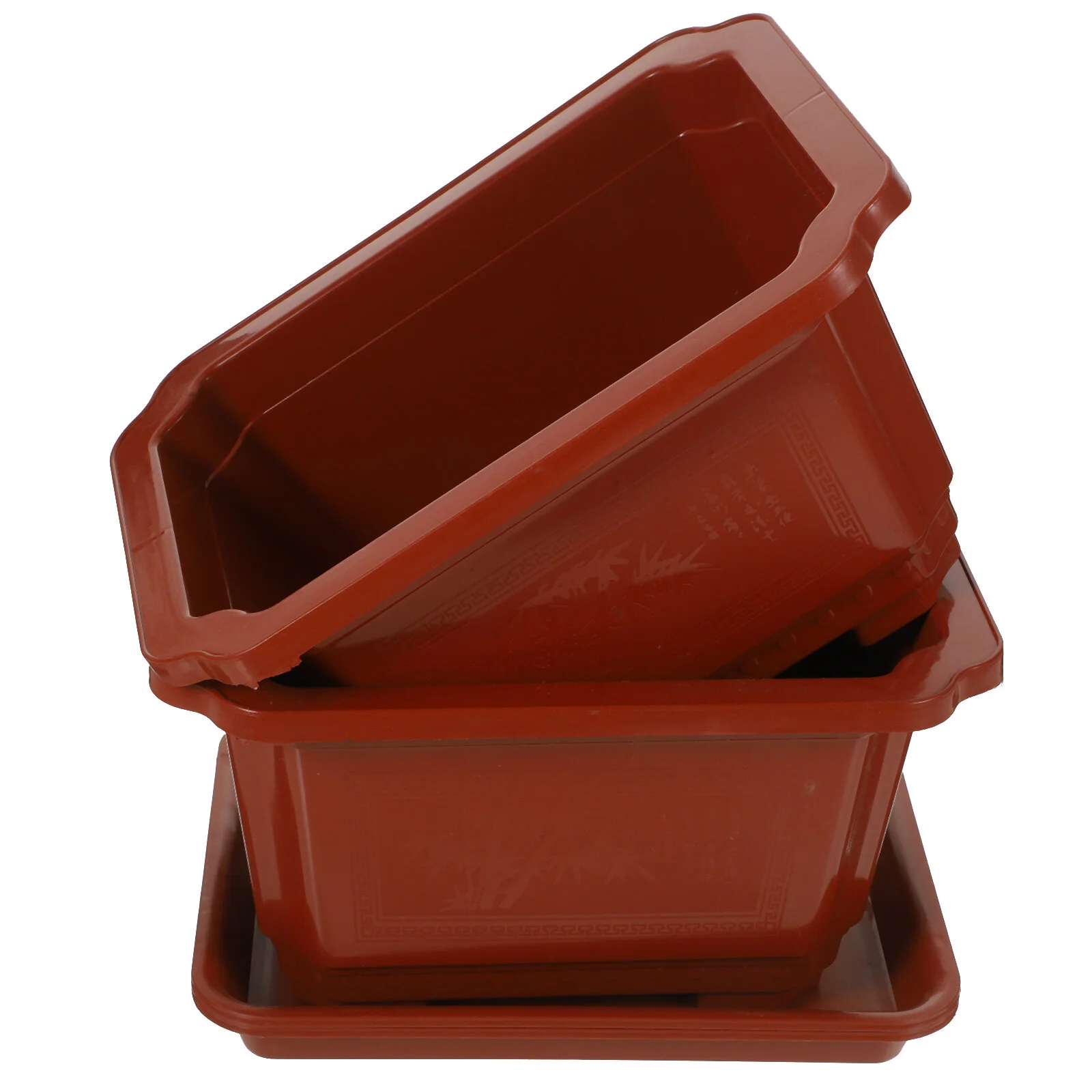 

2 Sets Succulents Bonsai Pots House Container Planter Plastic Bowl Rectangular Office Indoor Large