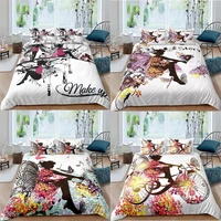 butterfly girl printed 23pcs kid bed cover set cartoon duvet cover adult child and pillowcases comforter bedding set