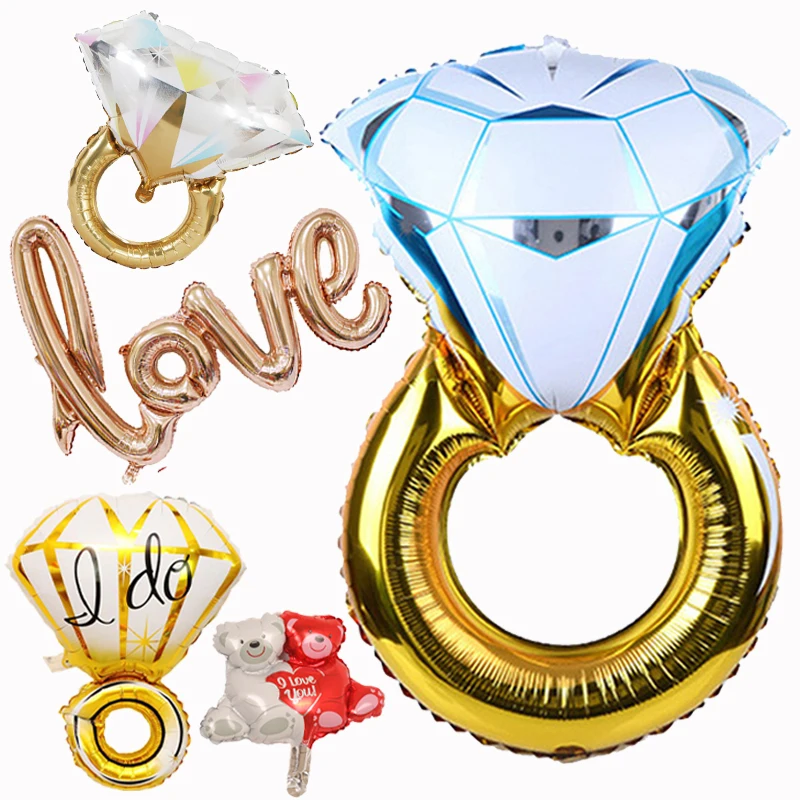 Любовное розовое Золотое кольцо с бриллиантами фольгированные воздушные шары