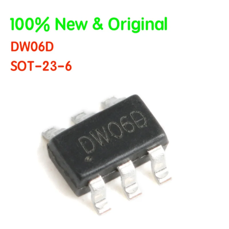

10PCS/LOT DW06D SOT-23-6 2-in-1 Lithium Battery Protection IC Chip100% New & Original