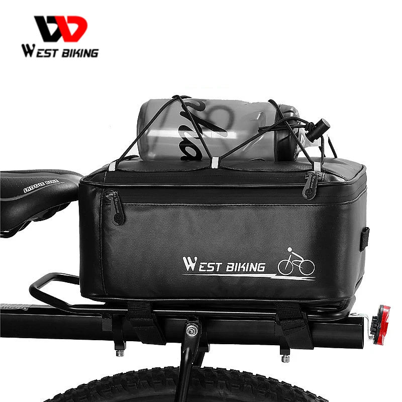 

WEST BIKING Bicycle Rear Bag Bottle Holder Waterproof Trunk Bag MTB Accessories 4L Capacity Cycling Travel Bag With Rain Cover