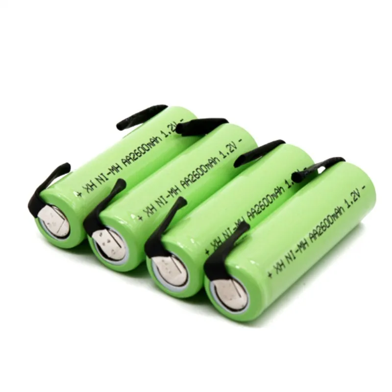 

2021 1.2V AA Rechargeable Battery 2600mah NI-MH Cell Green Shell with Welding Tabs for Philips Electric Shaver Razor Toothbrush