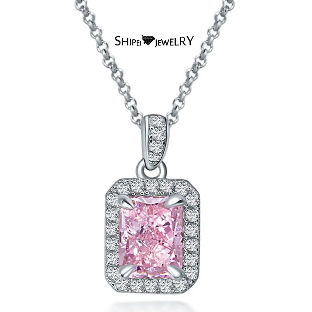 

Shipei 925 Sterling Silver Crushed Ice Cut Created Moissanite Citrine Gemstone Diamonds Fine Jewelry Pendant Necklace Wholesale