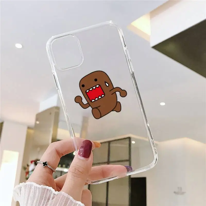 Симпатичный чехол Domo-kun для телефона iPhone 11 12 Mini 13 Pro XS Max X 8 7 6s Plus 5 SE XR прозрачный