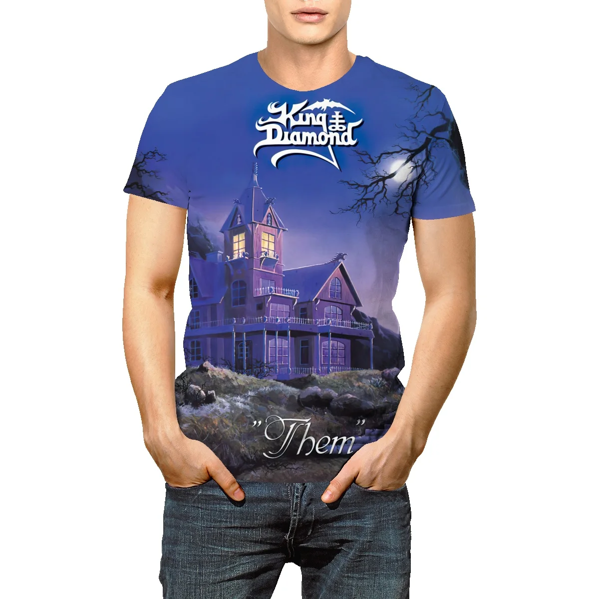 

Свободная Мужская футболка с коротким рукавом King Diamond в американском стиле