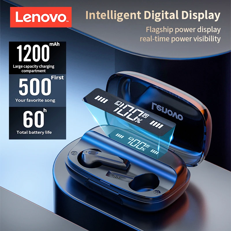 

Lenovo QT81 Wireless Earphone 1200 mAh Bluetooth 5.0 Headphones AI Control Gaming Headset Stereo Bass Dual Mic Noise Reduction