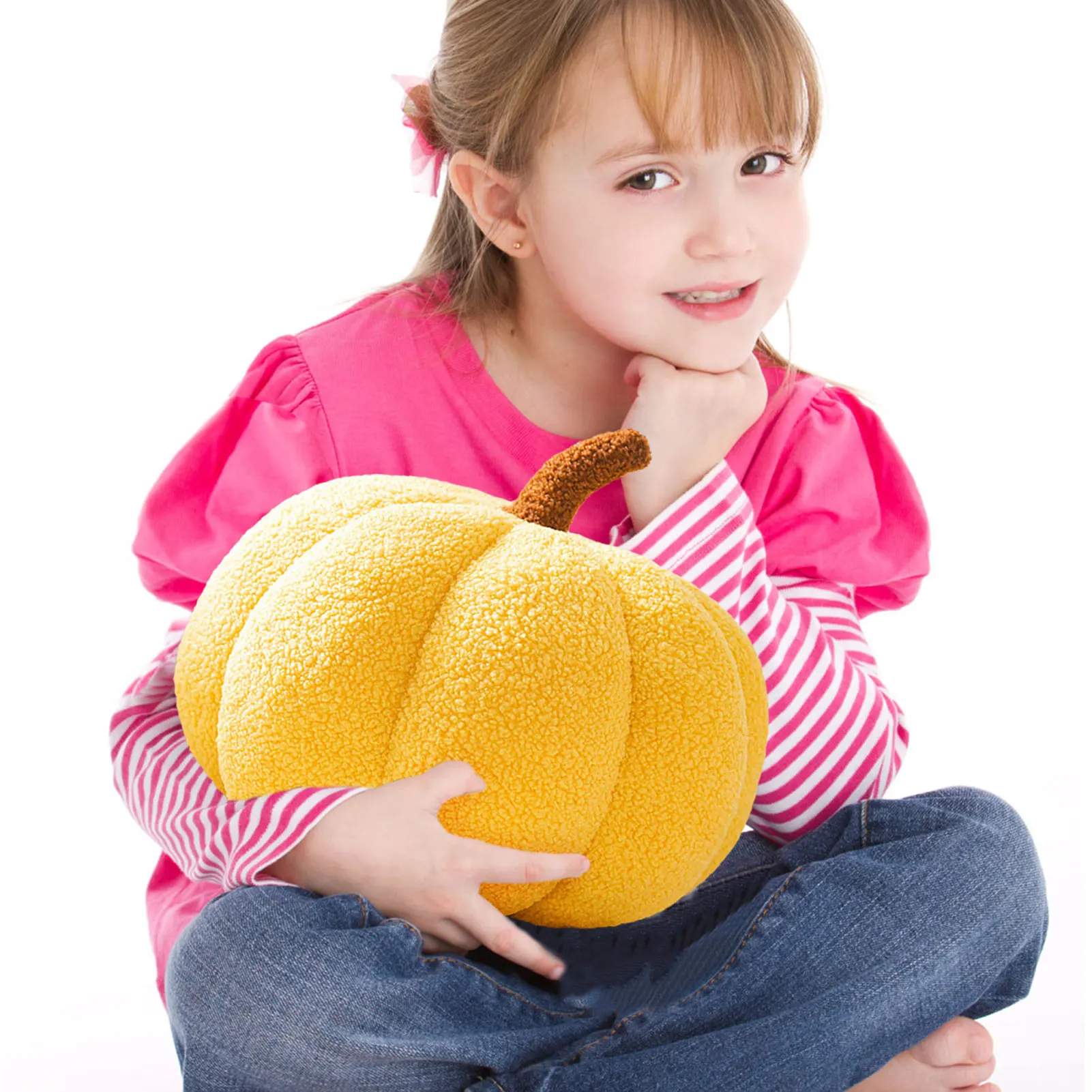 

Fluffy Pumpkin Pillow Fake Pumpkins Stuffed Teddy Velvet Small Pumpkin Shaped Pillows With White Blue Yellow Orange Brown For